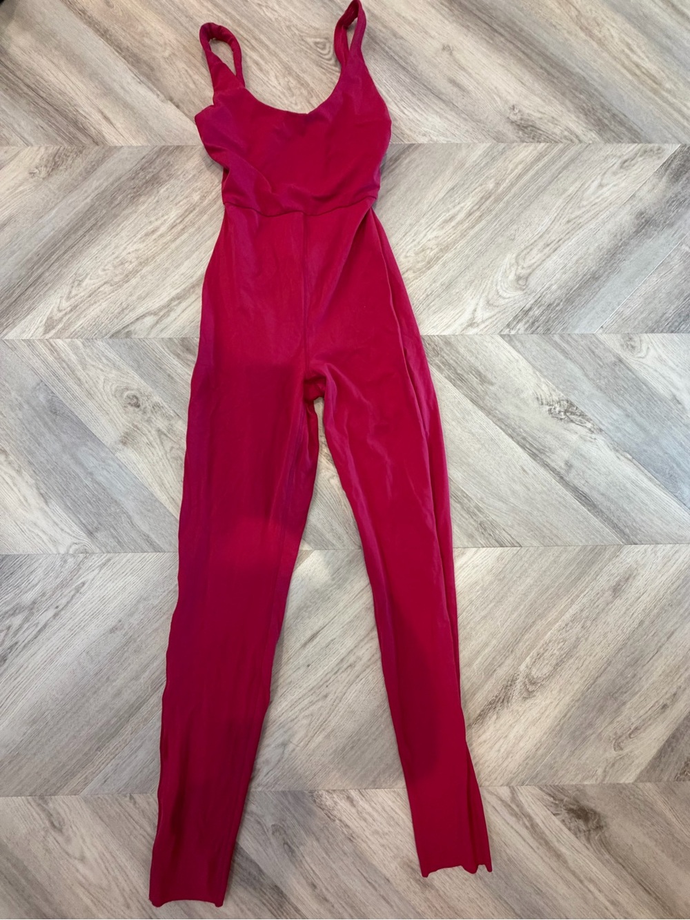 LOF Leap of Faith Red Open Back Workout Jumpsuit Bodysuit